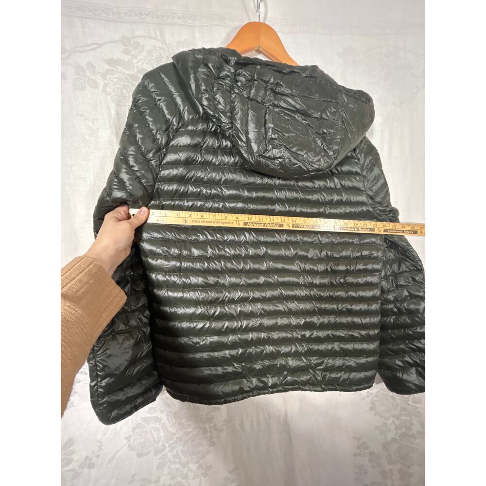 Abercrombie Fitch Jacket XL Full Zip Army Green Down Filled Quilted Hood Puffer - Picture 13 of 16